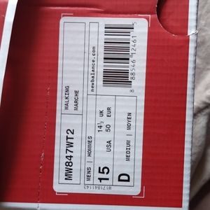 Men's New Balance 847wt2 walking shoes. New in box. Very rare in size 15.